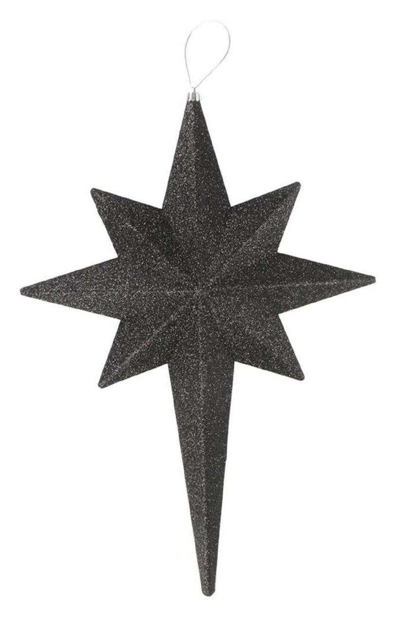 Christmas Central 20" Black and Silver Glittered Bethlehem Star Shatterproof Christmas Ornament